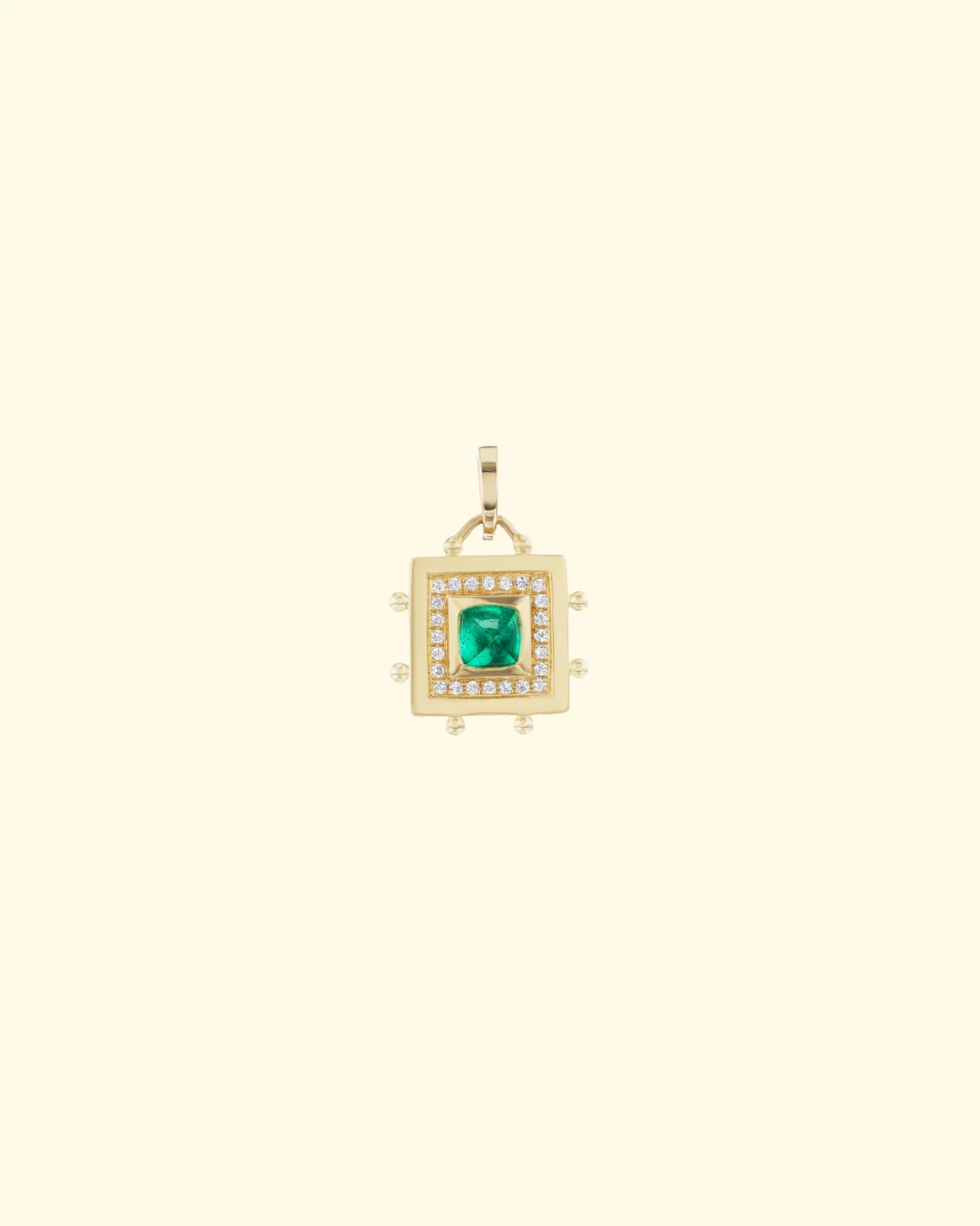 Naval Crown Coin + Square Evil Eye Emerald | 2mm Caviar Chain - ONLINE ONLY - Image 3