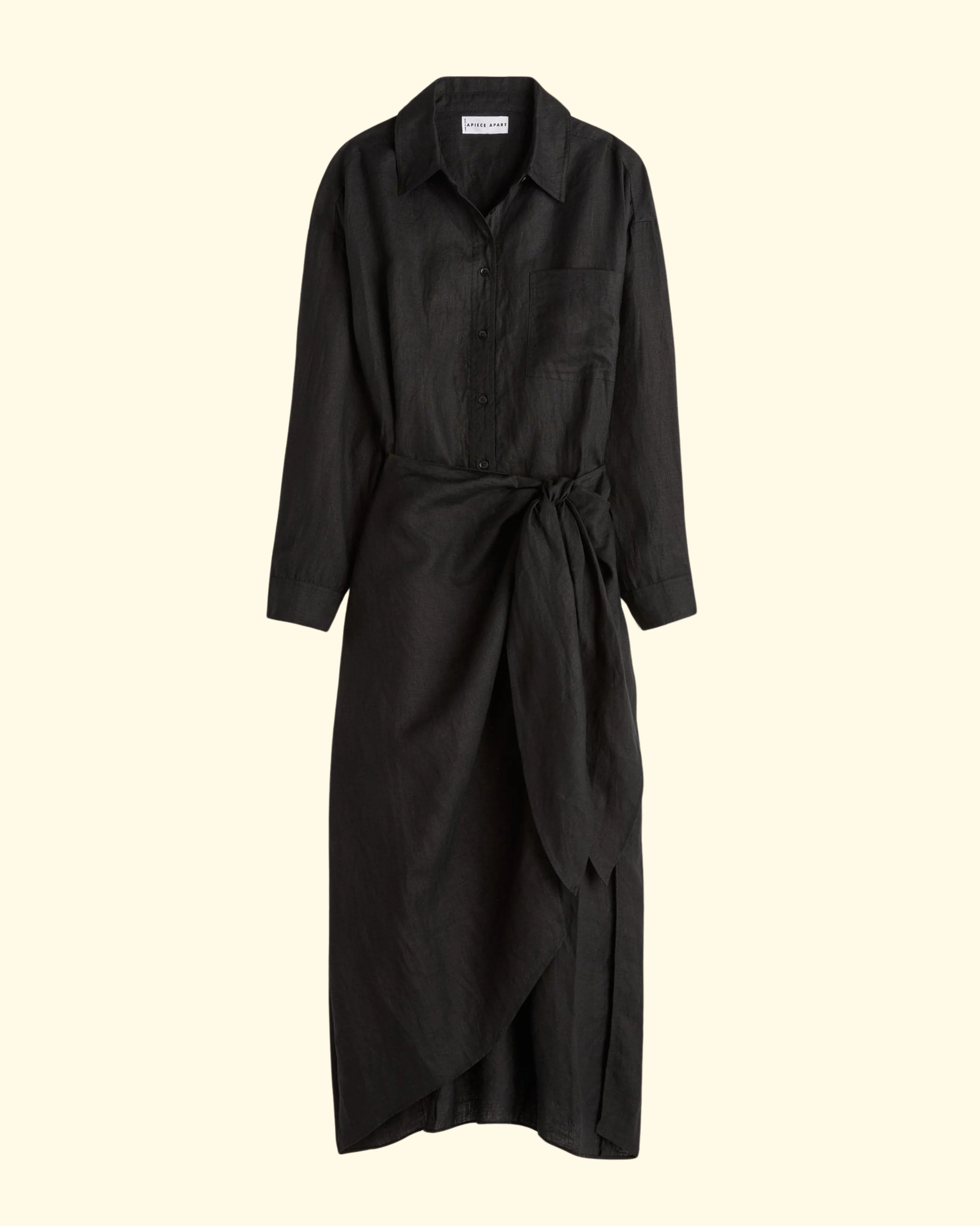 Alessandra Sarong Shirt Dress | Black