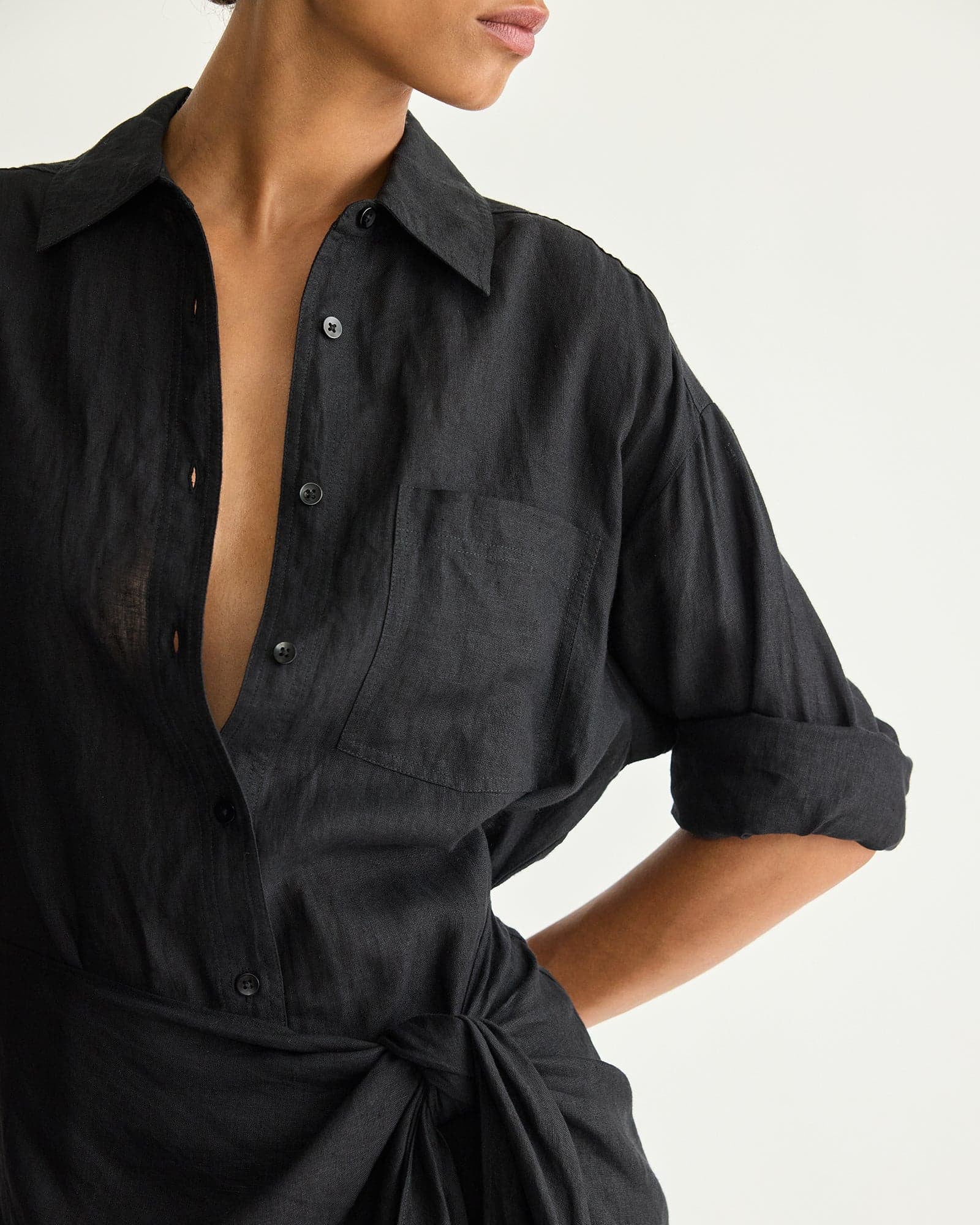 Alessandra Sarong Shirt Dress | Black - Image 3