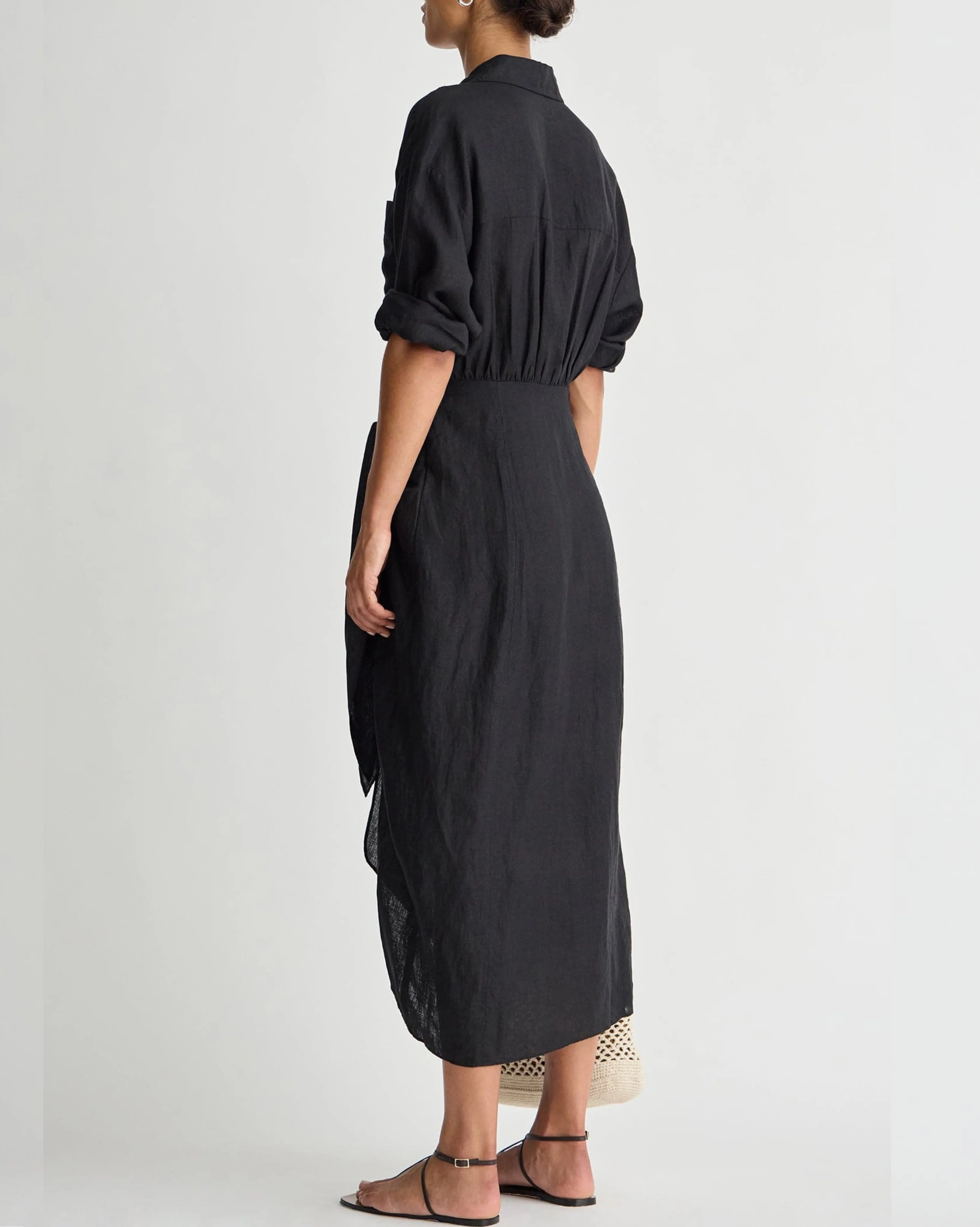 Alessandra Sarong Shirt Dress | Black - Image 4