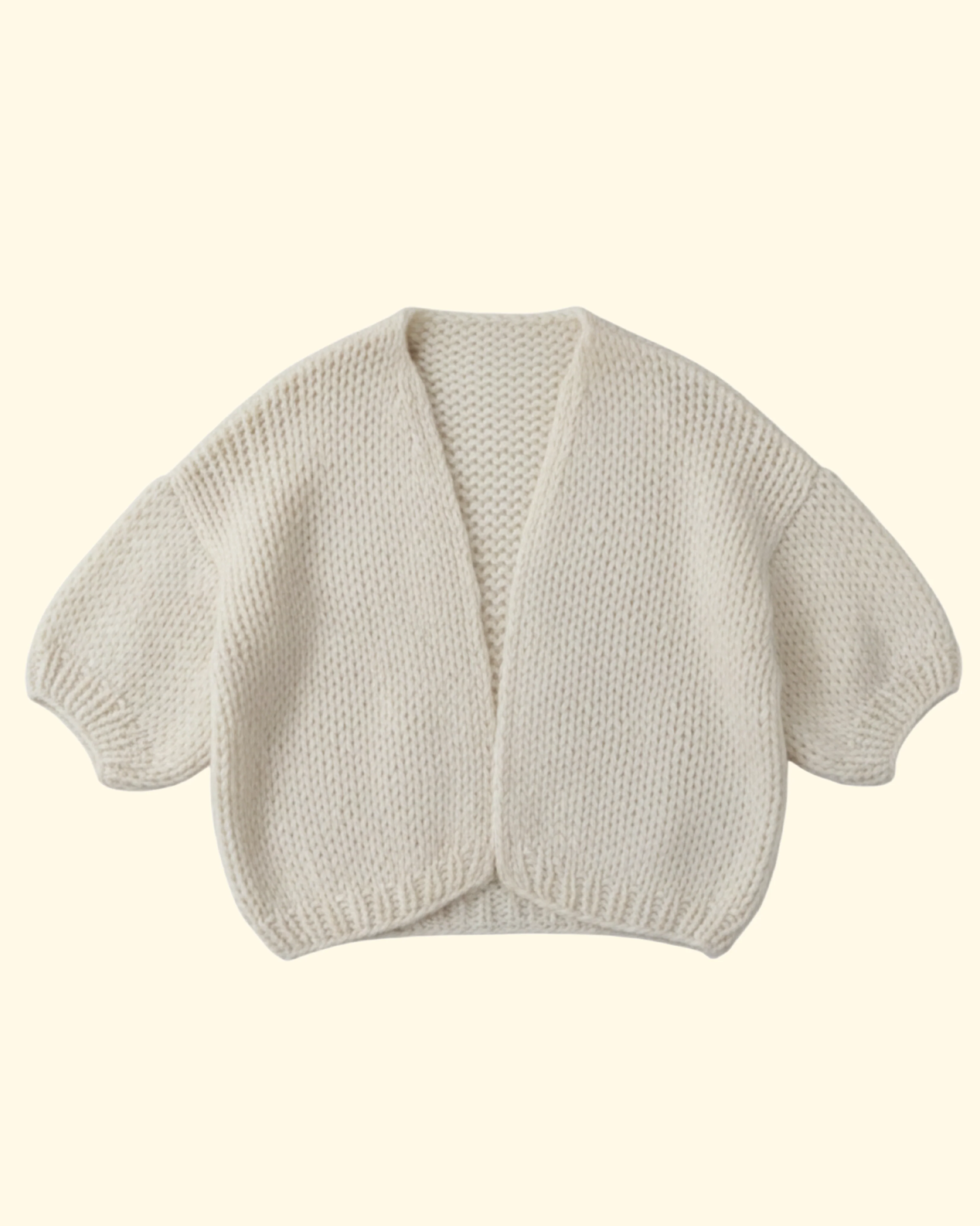 Alpaca Bomber Short Sleeve Cardigan | Creme