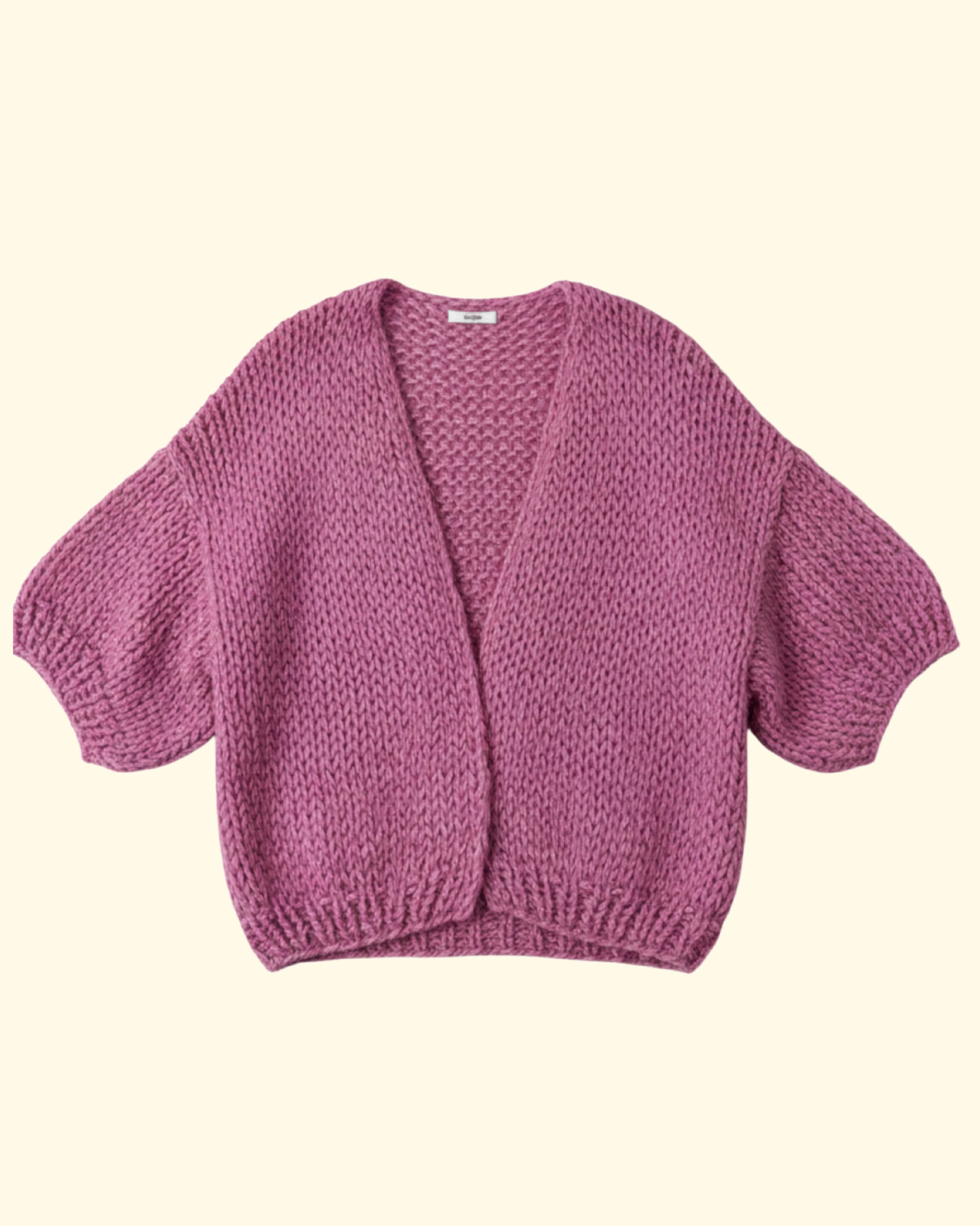 Alpaca Bomber Short Sleeve Cardigan | Pink Melange