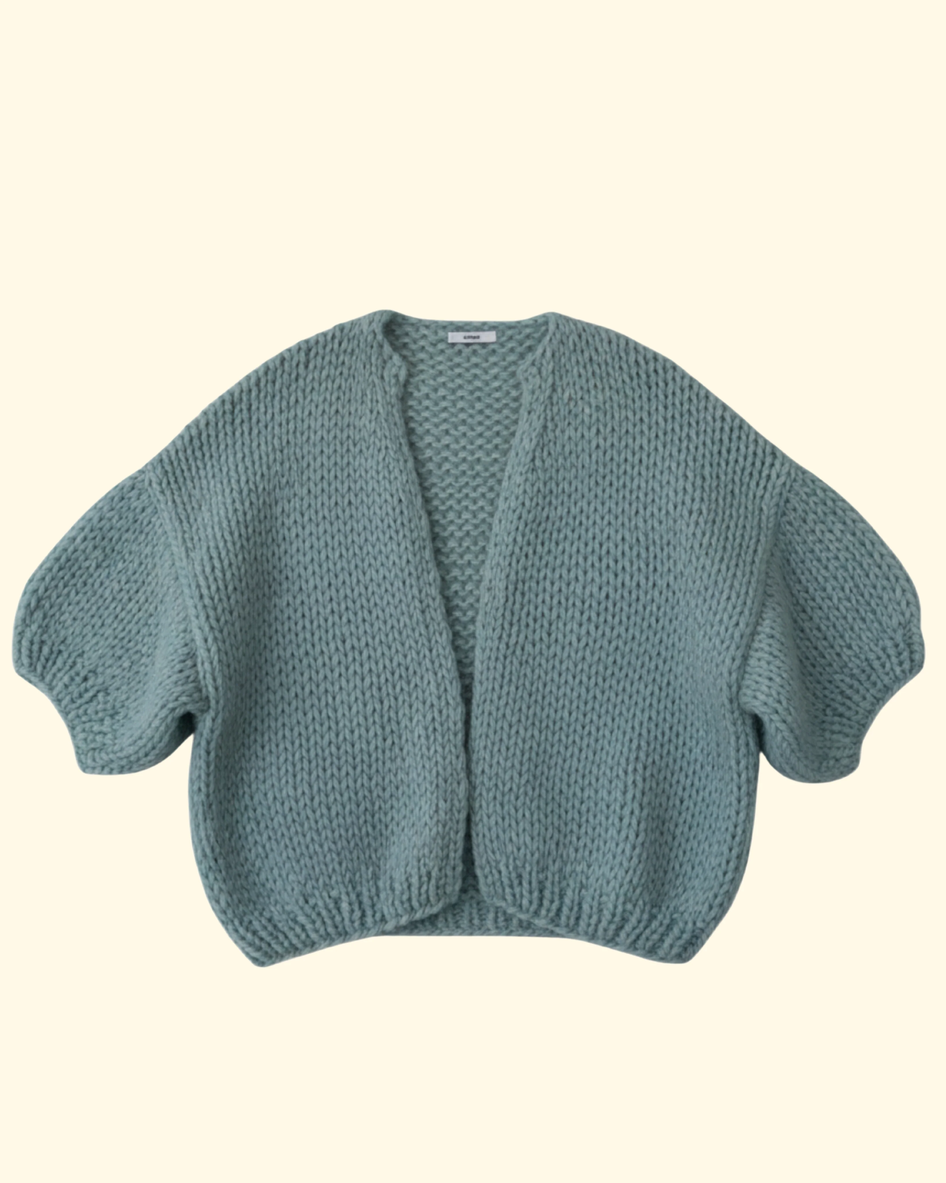 Alpaca Bomber Short Sleeve Cardigan | Steel Green