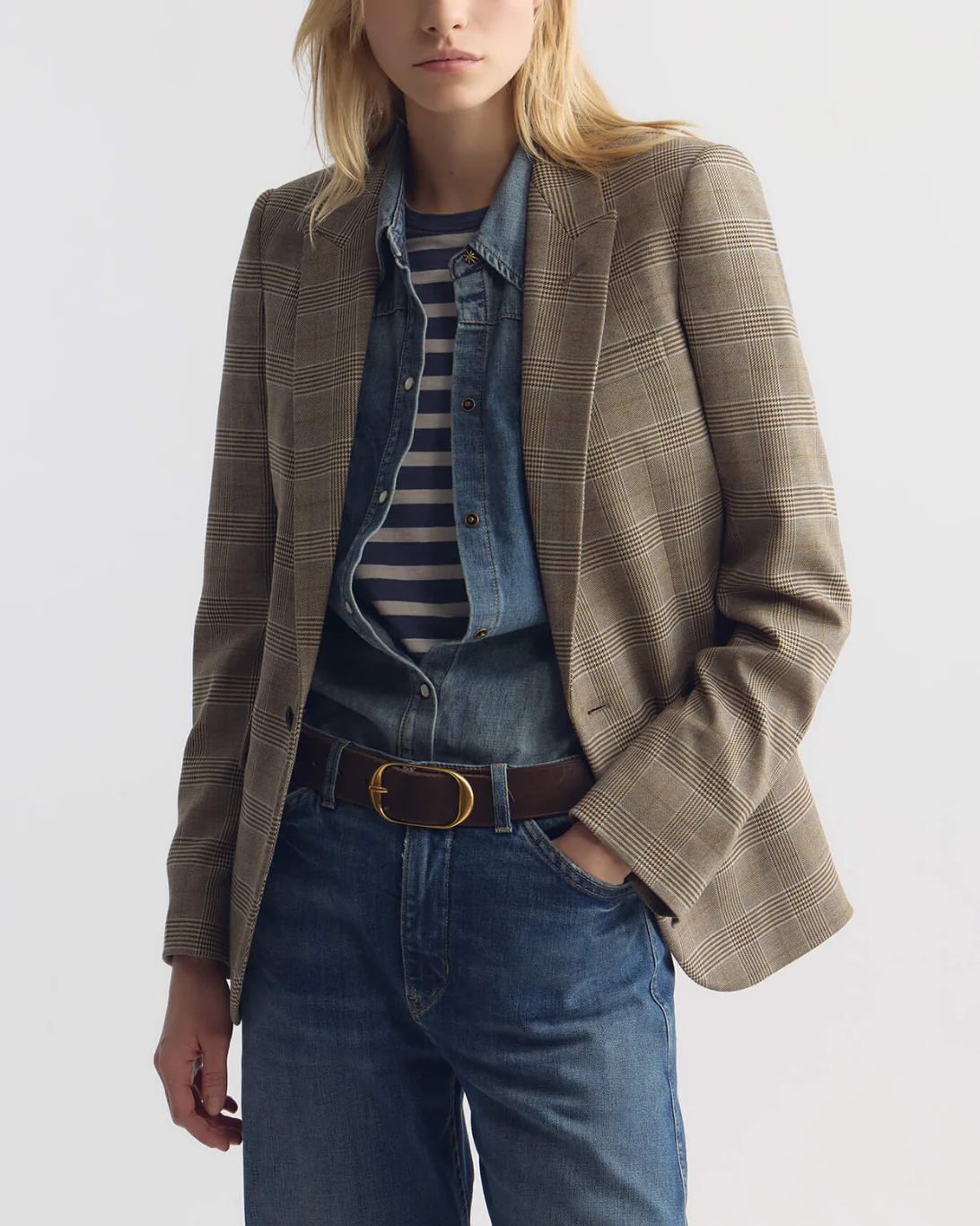 Anabel Tailored Jacket | Grey / Ochre Check - Image 2