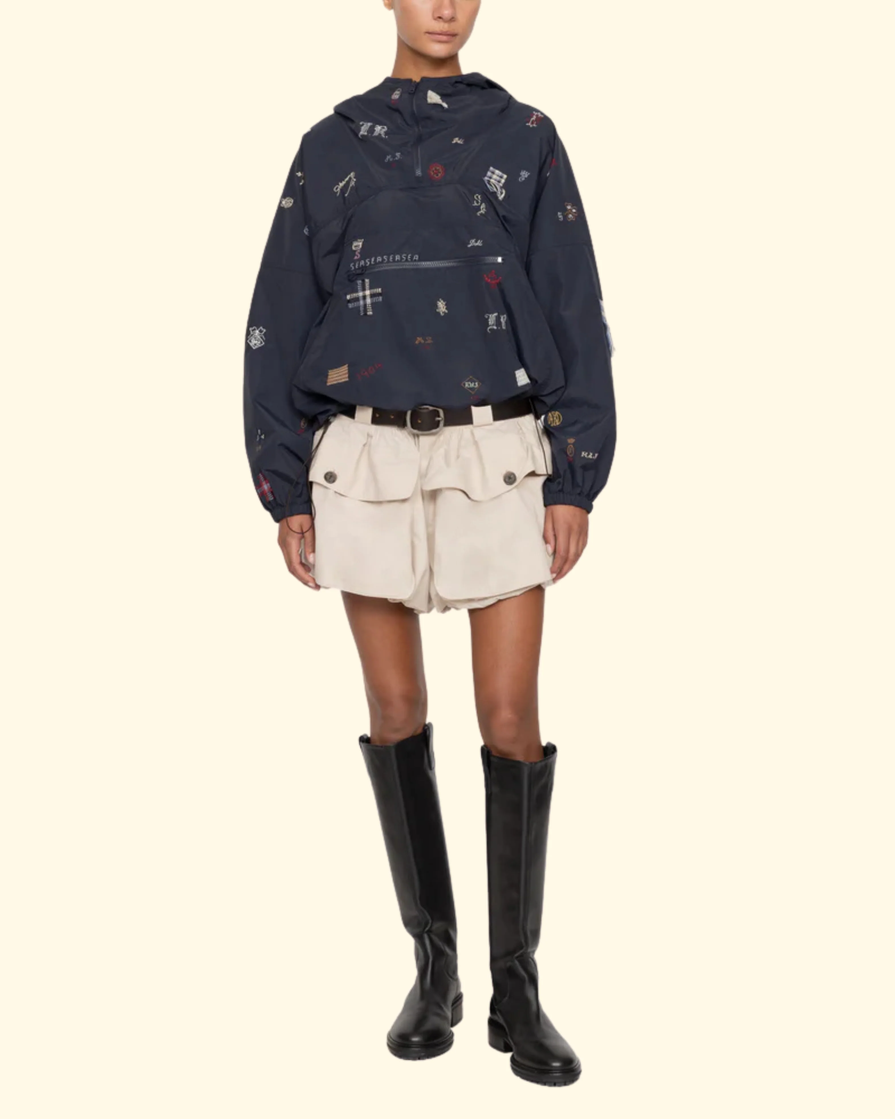 Andrea Workwear Bubble Shorts | Stone - Image 3