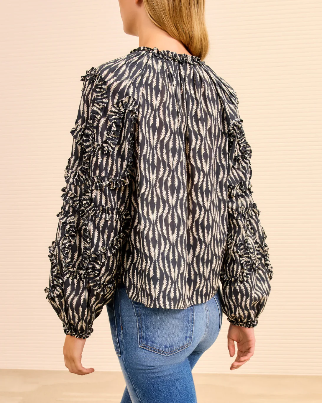 Azrou Cotton Long Sleeve Blouse | Graphite - Image 3