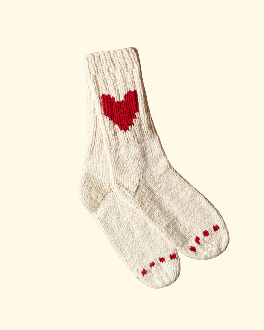 Beena Heart Knit Sock | Off-White