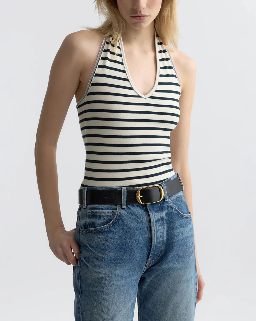 Britt Halter Top | Ecru/Black Stripe - Image 2