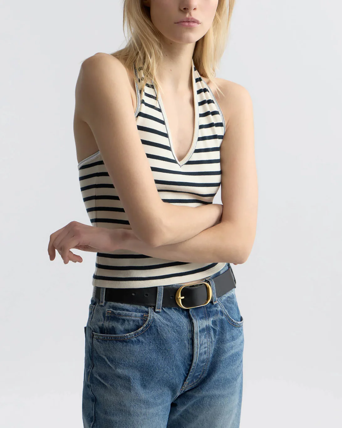 Britt Halter Top | Ecru/Black Stripe - Image 4