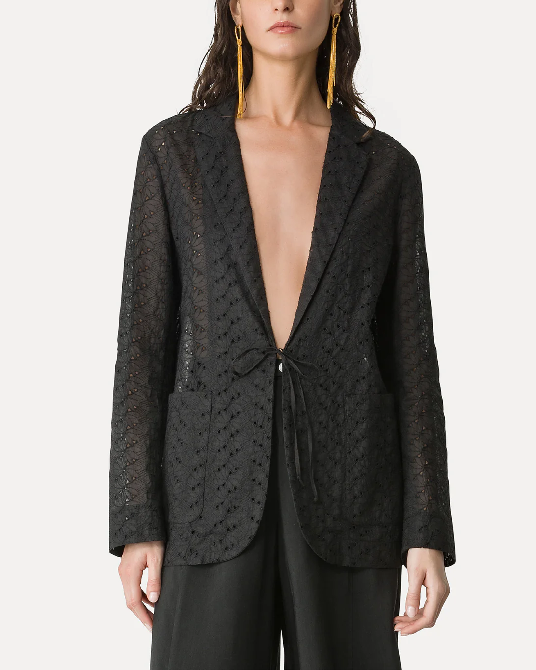 "Broderie Anglaise" Embroidery Jacket | Noir - Image 2
