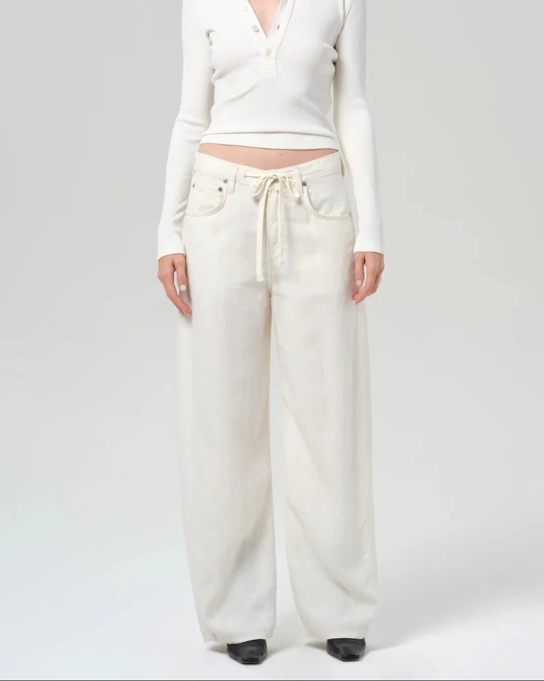 Brynn Drawstring Linen Trouser | Vanilla - Image 2
