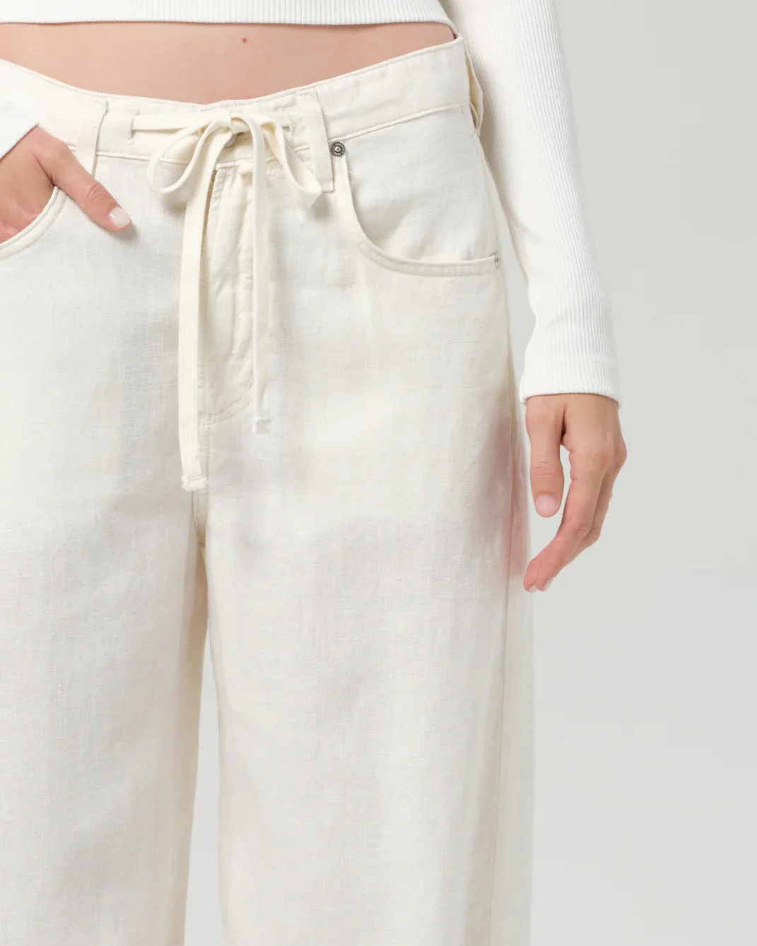 Brynn Drawstring Linen Trouser | Vanilla - Image 4
