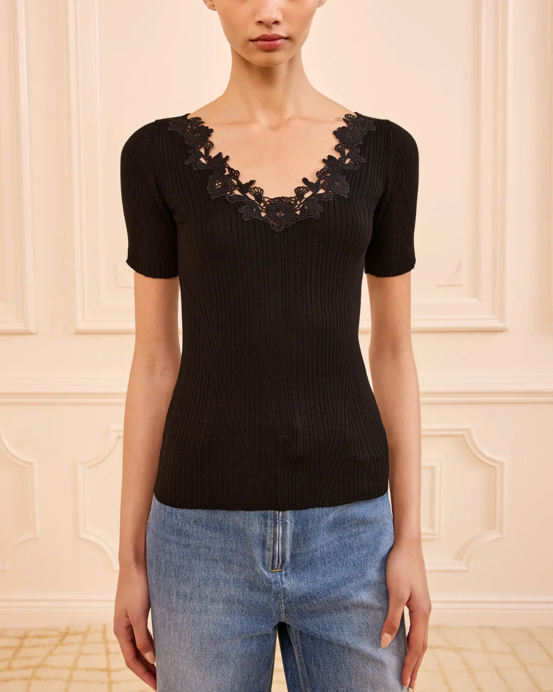 Celeste S/S Knit Top | Noir