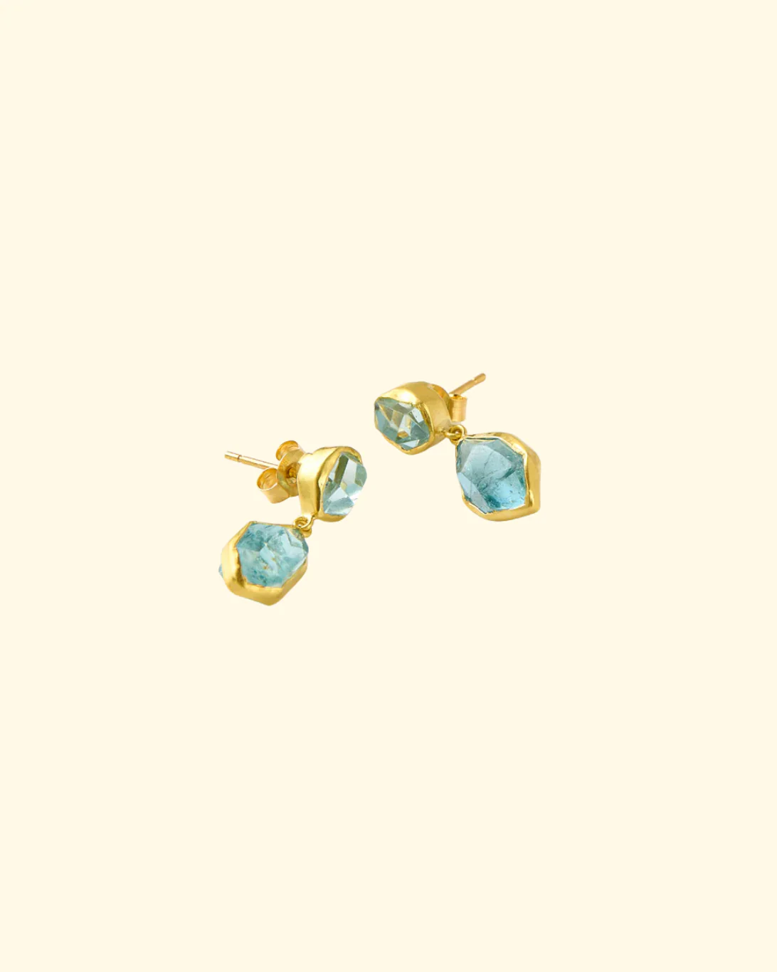 Cerulean Double Drop Earrings | 18K YG & Aquamarine - Image 2