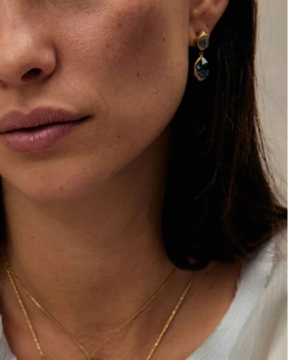 Cerulean Double Drop Earrings | 18K YG & Aquamarine - Image 4