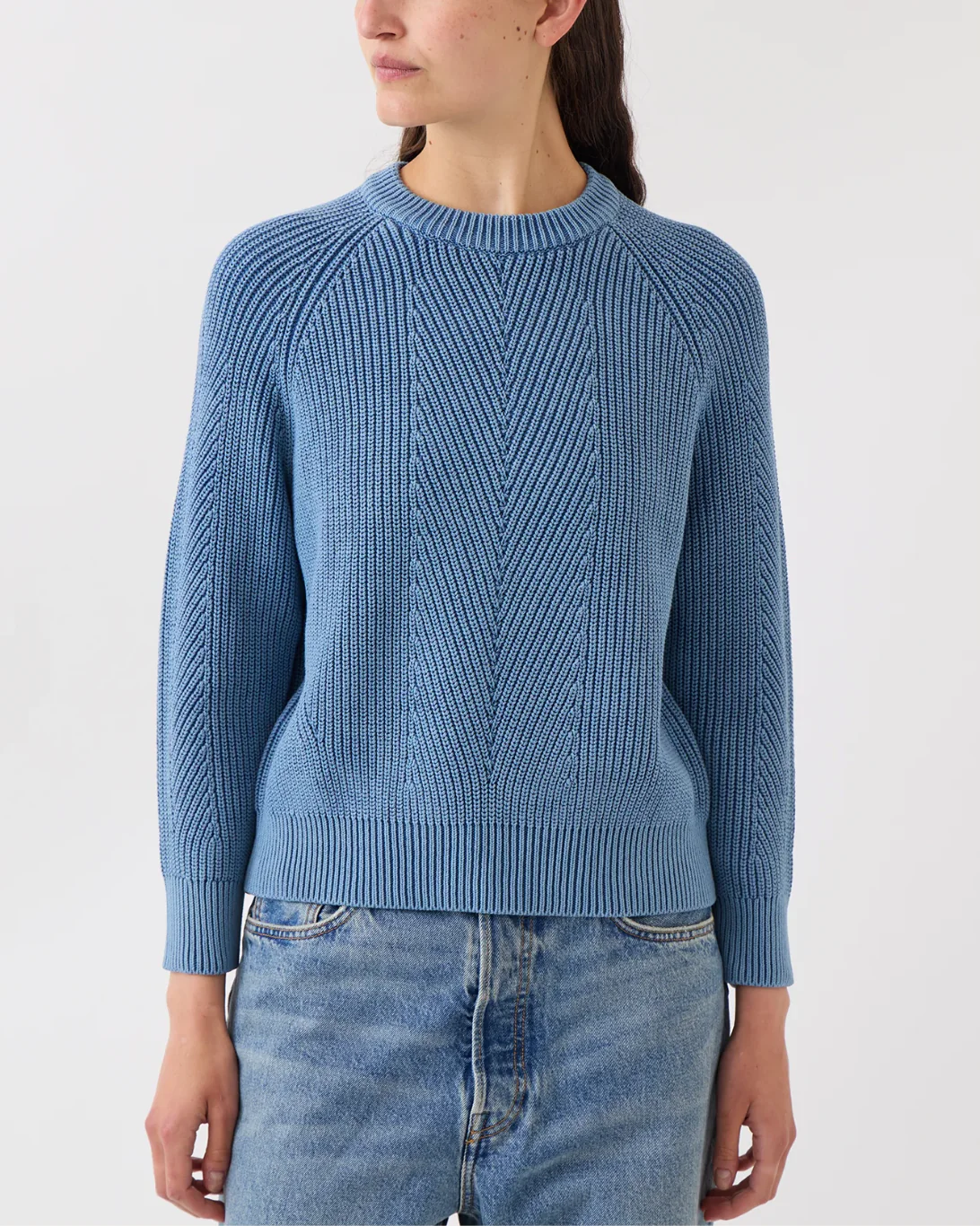 Chelsea Washed Cotton Sweater | Denim - Image 2