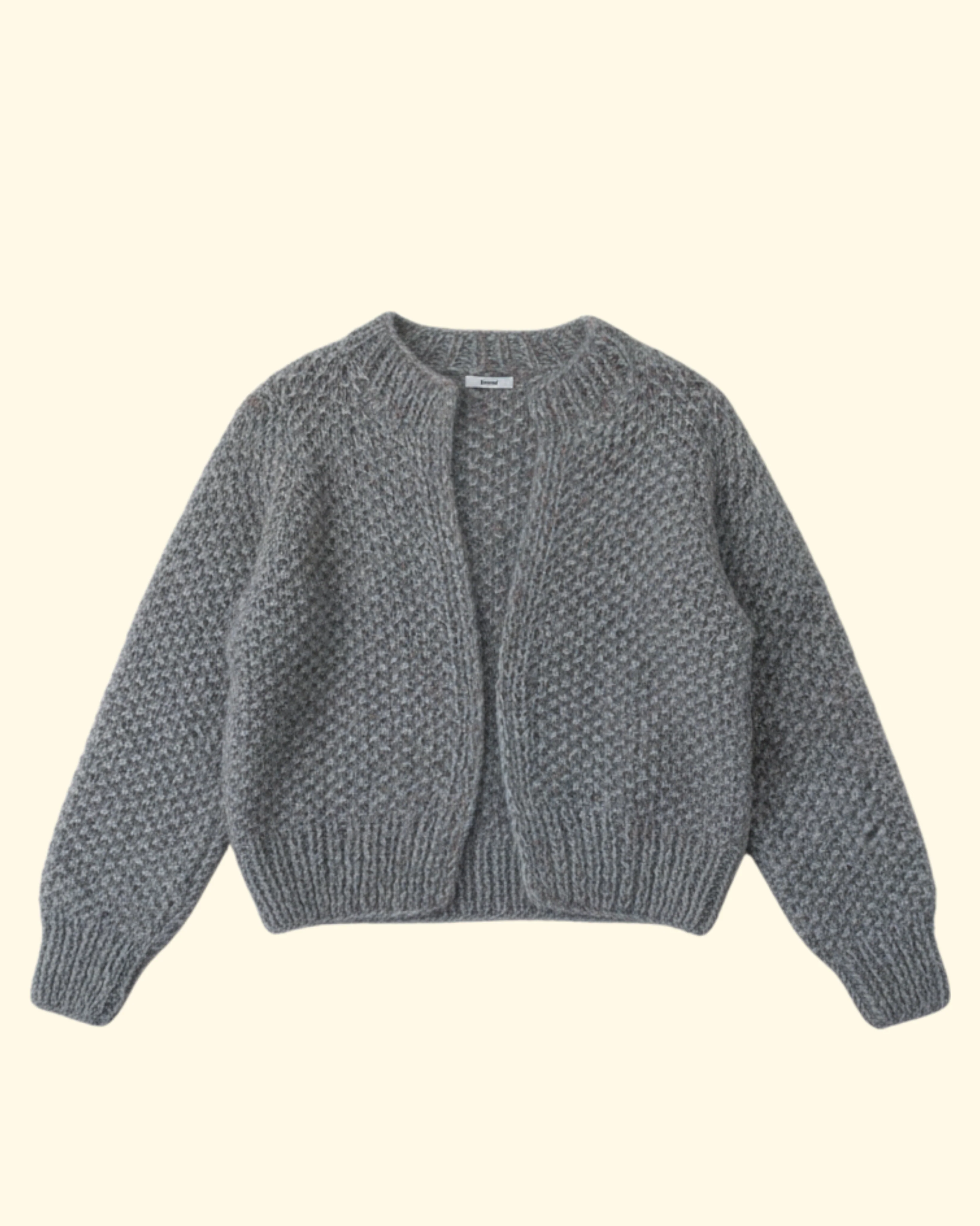 Chunky Alpaca Pearl Short Cardigan | Steel Green-Rose