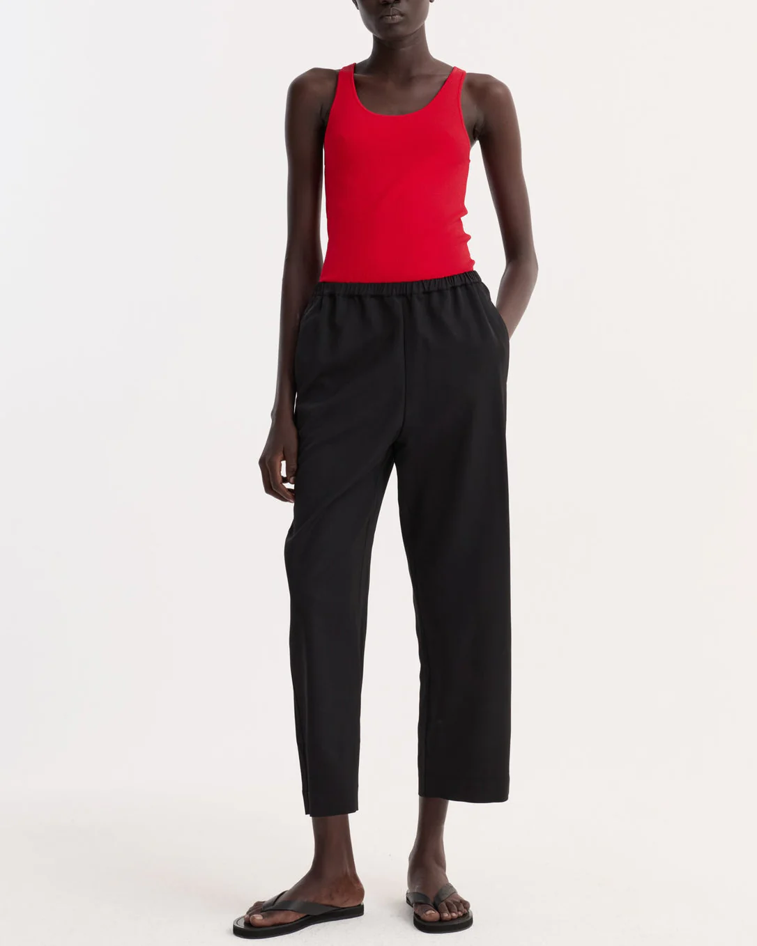 Cropped Wide Leg Trousers | Black - Image 3
