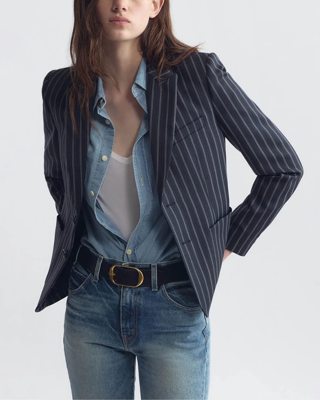 Delphine Blazer | Marine Blue Pinstripes - Image 2