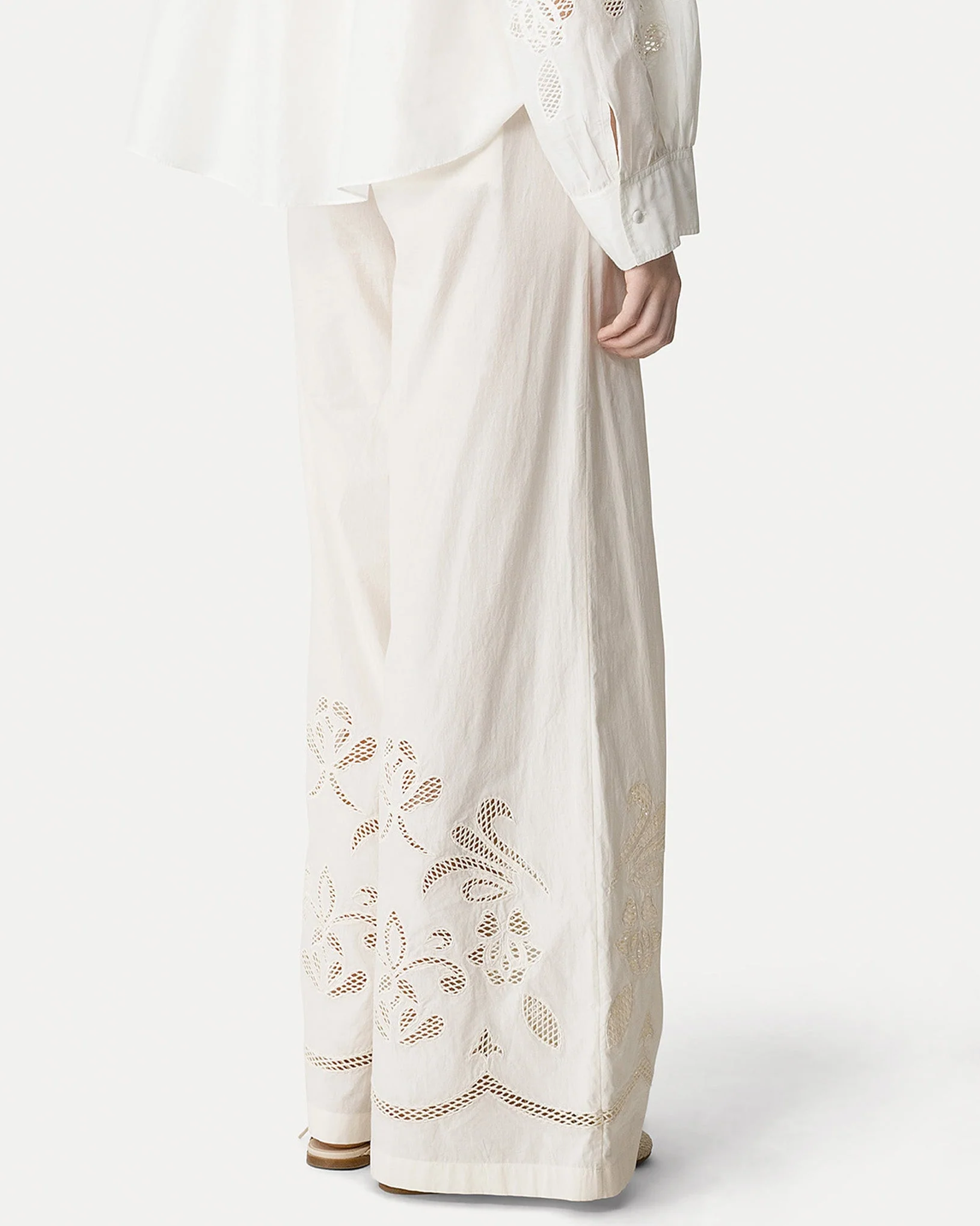 Embroidery Co Popline Cropped Pants | Avorio - Image 3