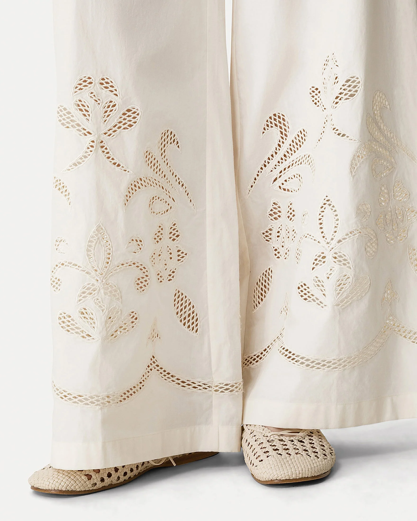 Embroidery Co Popline Cropped Pants | Avorio - Image 5