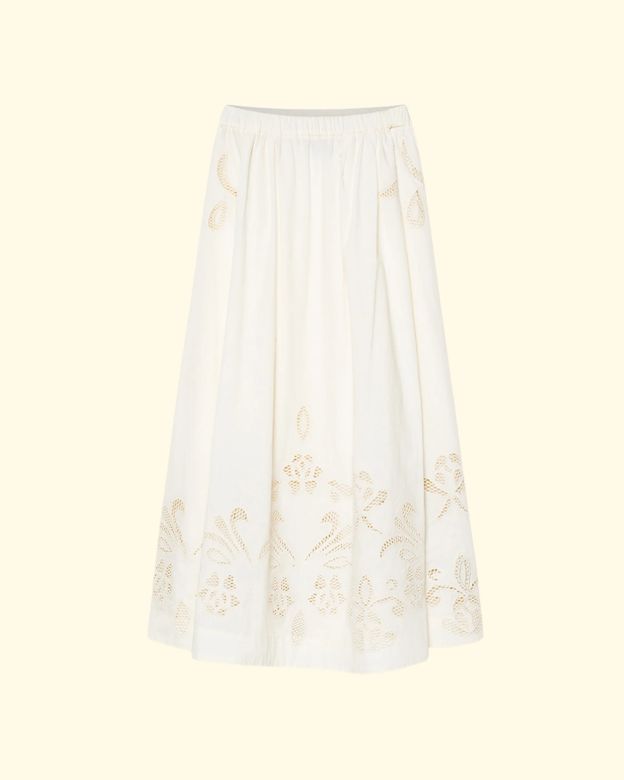 Embroidery Popline Skirt | Avorio