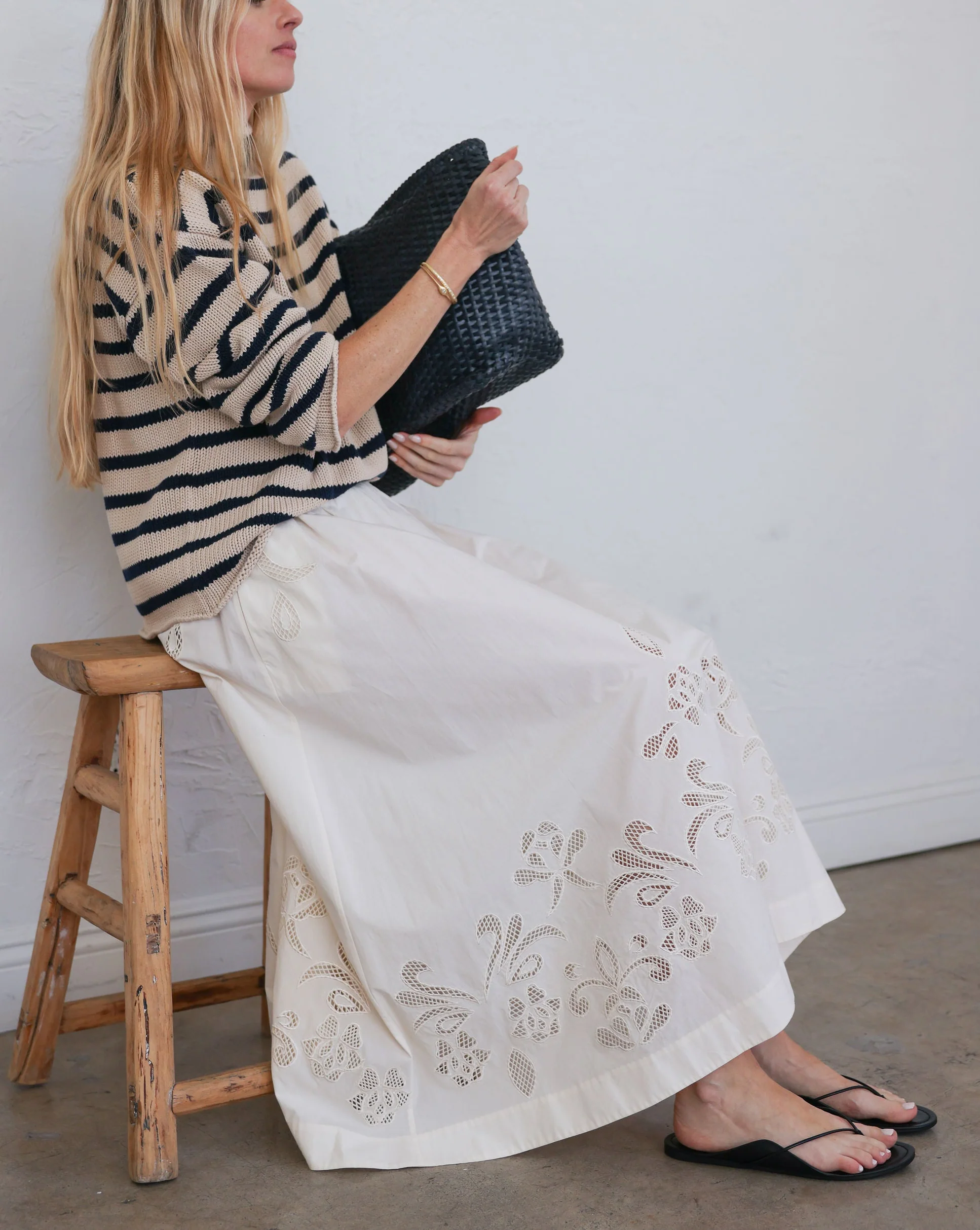 Embroidery Popline Skirt | Avorio - Image 2