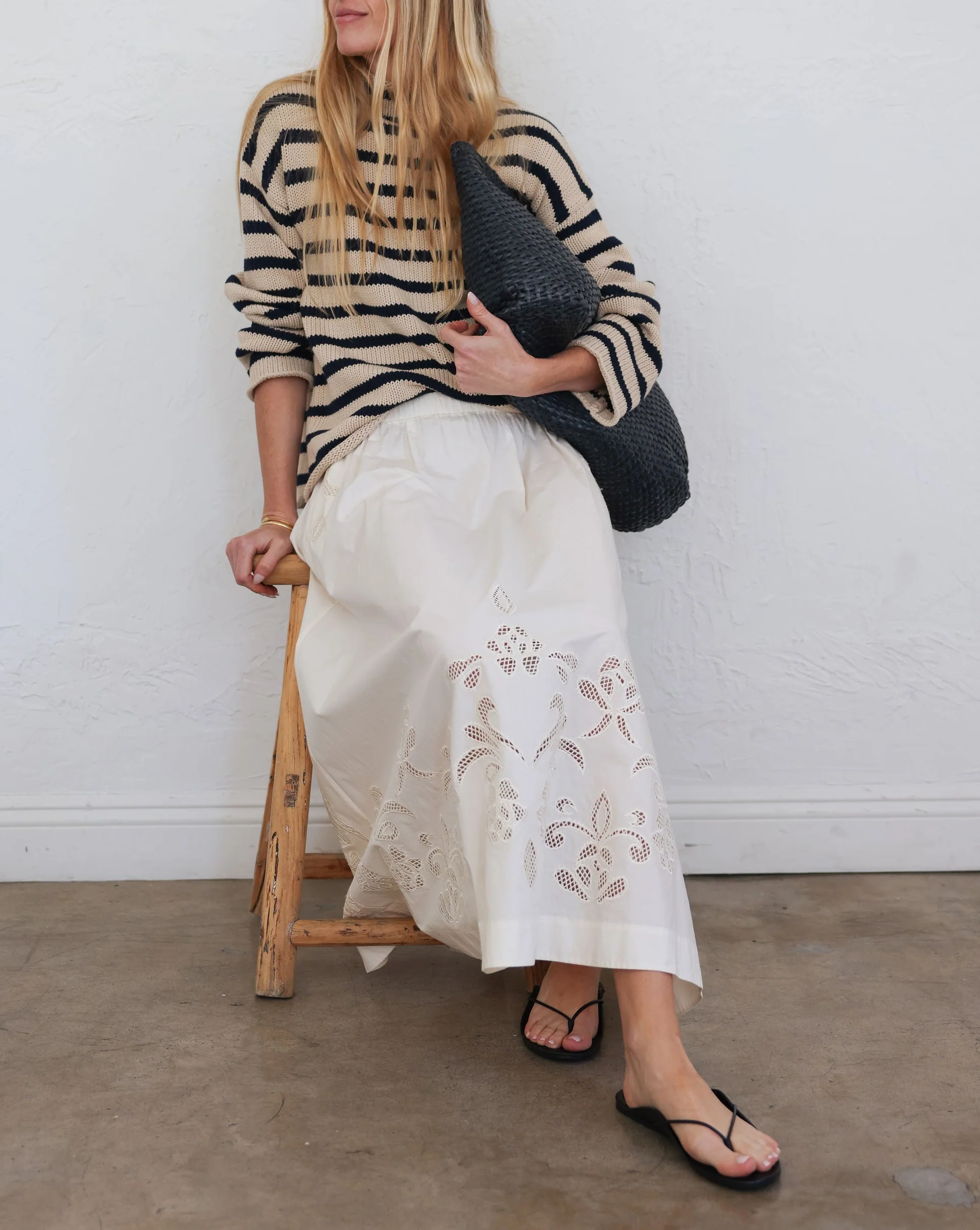 Embroidery Popline Skirt | Avorio - Image 3