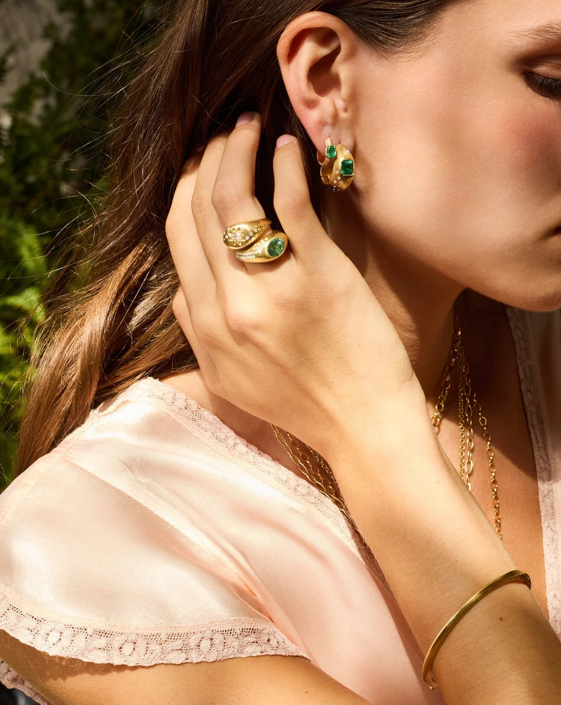 Emerald Huggie Hoop | 18k Yellow Gold - Image 2