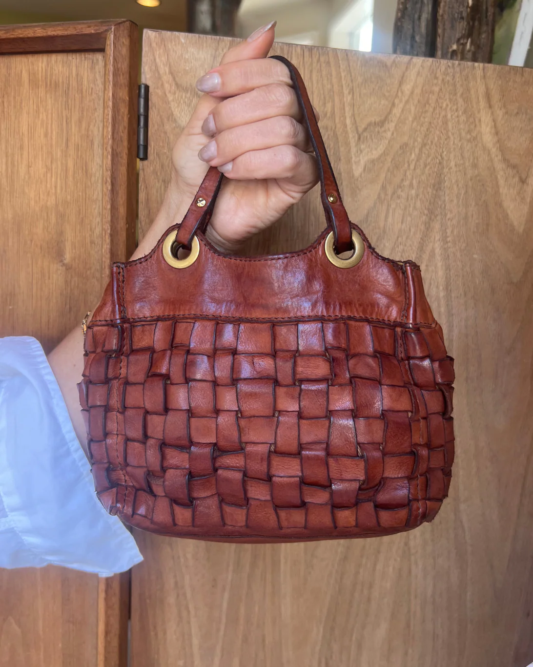 Flaviana Woven Shopping Bag | Cognac - Image 3