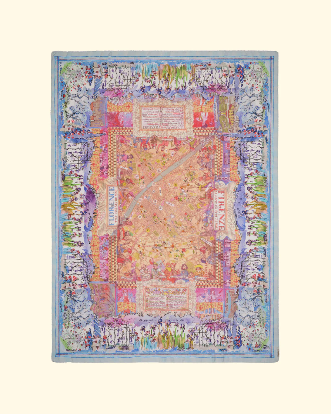 Florence Map Scarf | Pink & Blue Print
