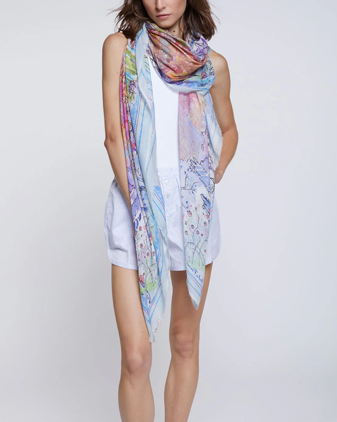 Florence Map Scarf | Pink & Blue Print - Image 4