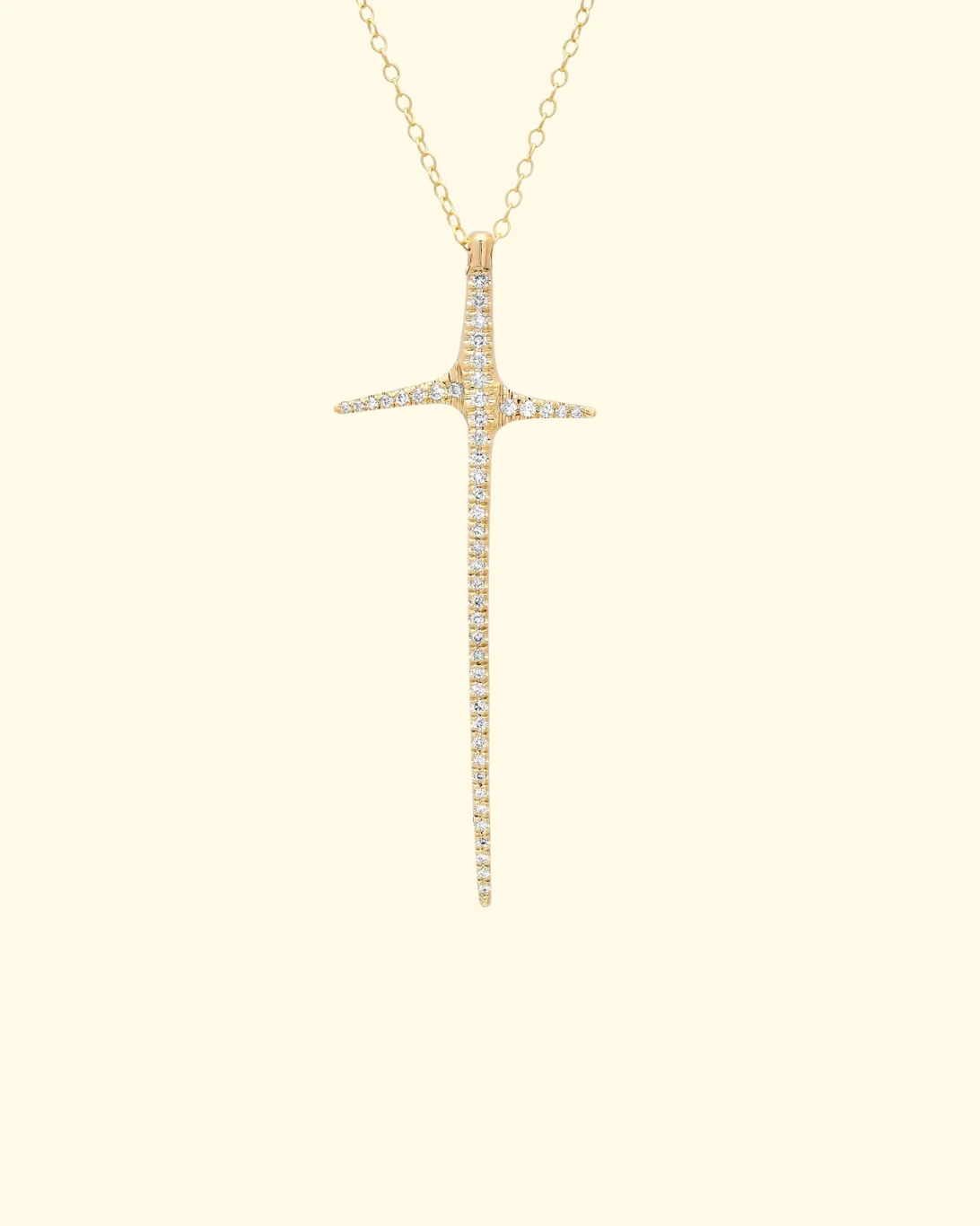 Full Diamond Pave Thorn Necklace Large | 14k Yellow Gold