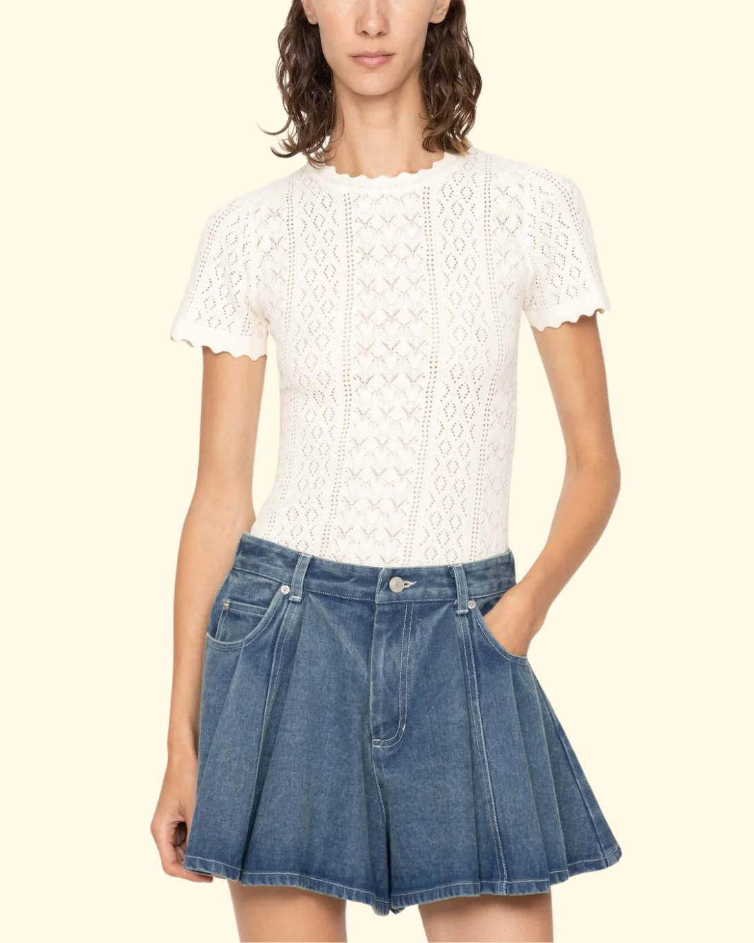 Georgia Knit Short Sleeve Top | Cream
