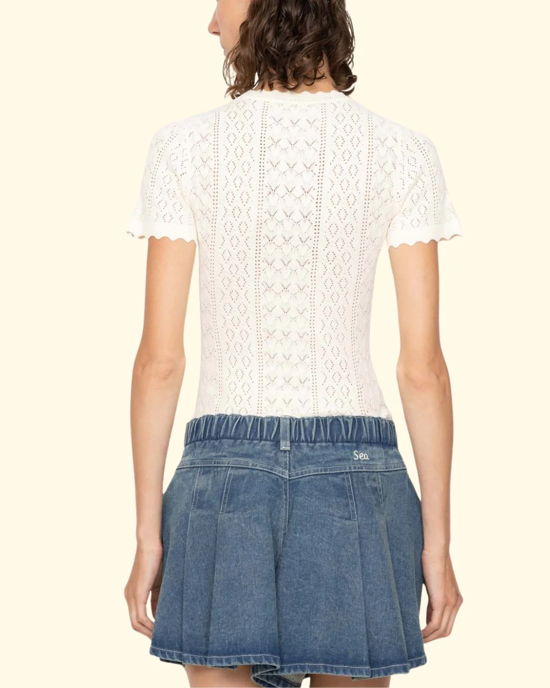Georgia Knit Short Sleeve Top | Cream - Image 3