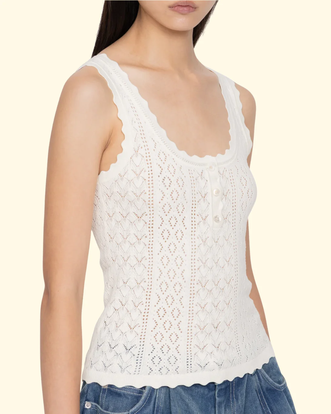 Georgia Knit Tank Top | Cream - Image 4