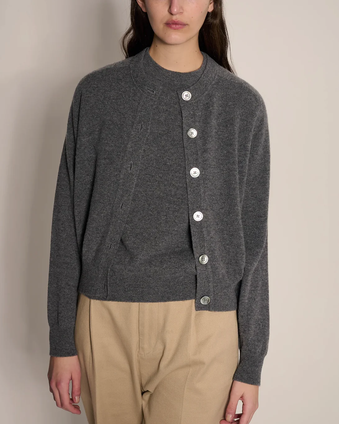 Gwen Cashmere Cardigan | Dark Heather - Image 2