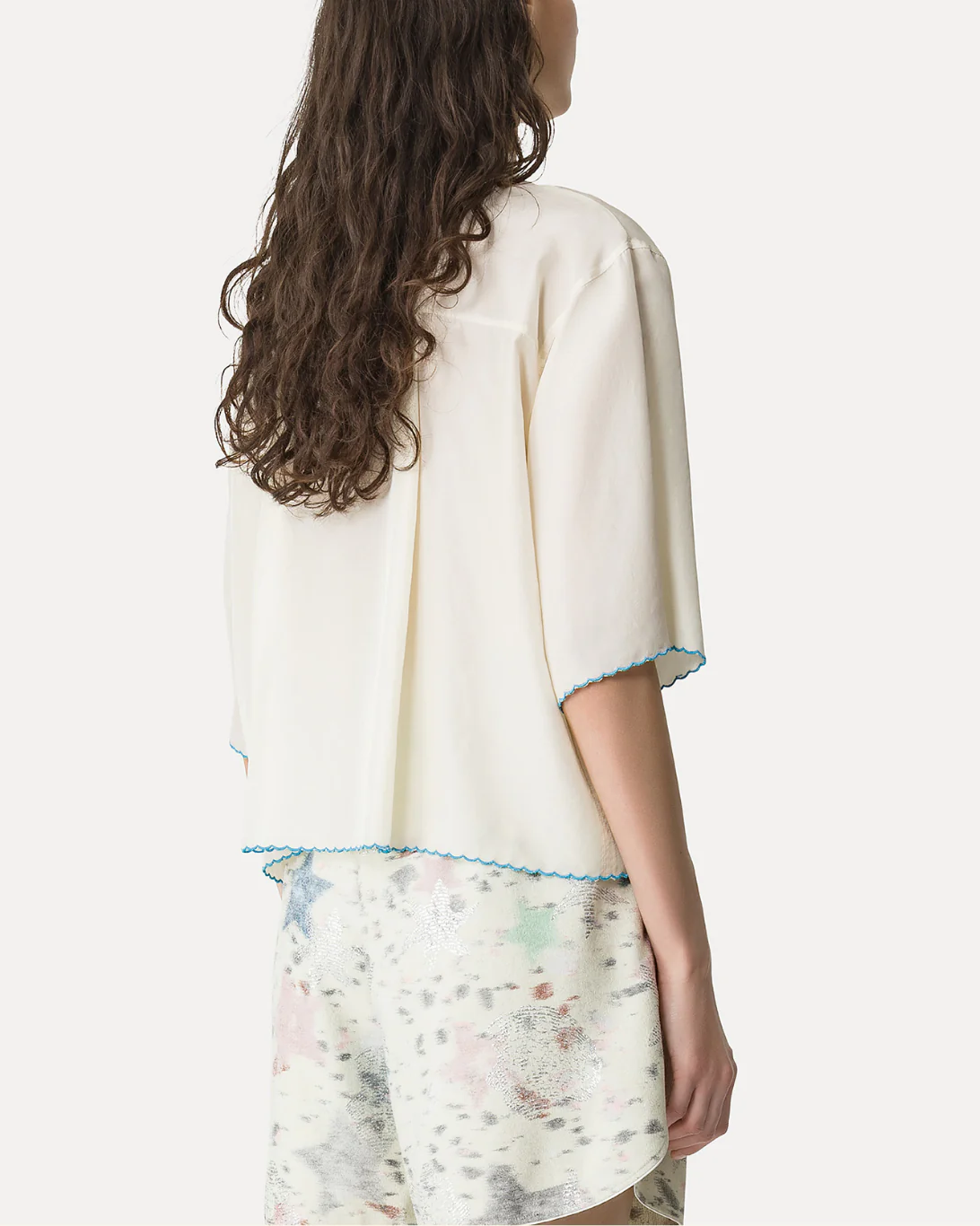 Habotai Silk Embroidered Half Sleeves | Butter - Image 3