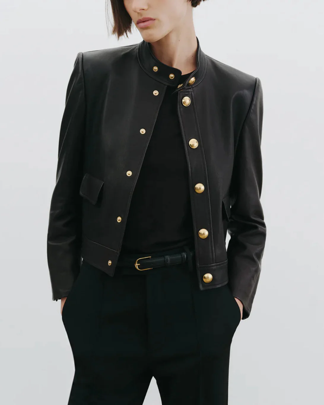 Hadley Leather Cropped Jacket | Black - Image 2