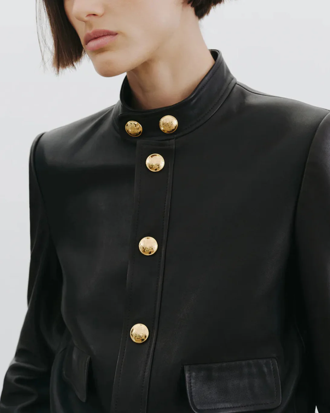 Hadley Leather Cropped Jacket | Black - Image 3