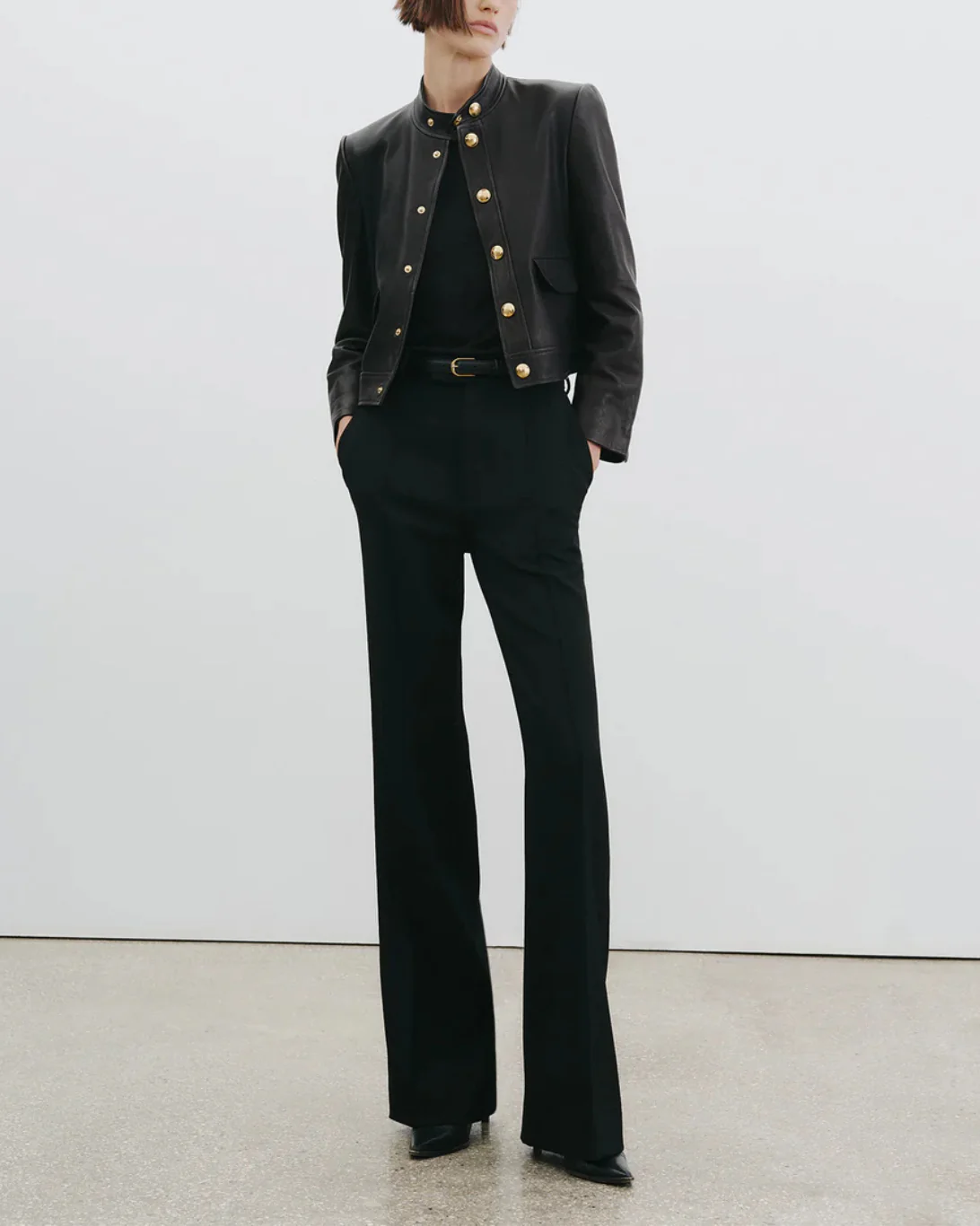 Hadley Leather Cropped Jacket | Black - Image 5