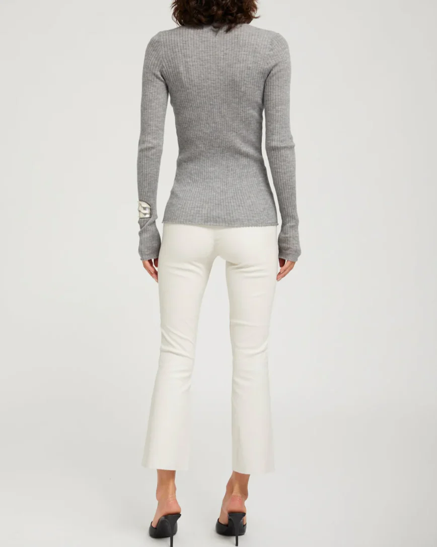 Long Sleeve Henley Top | Grey - Image 5