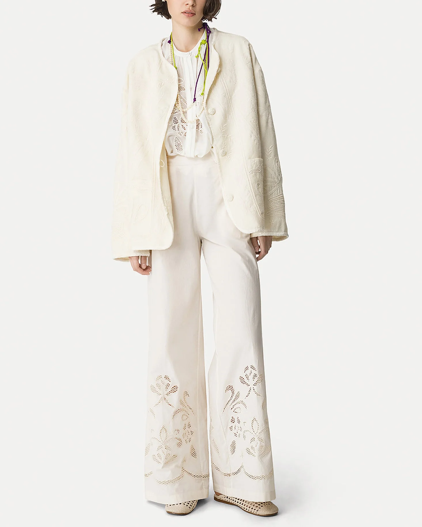 Iris Velvet Wool Tweed Blouson | Avorio - Image 3
