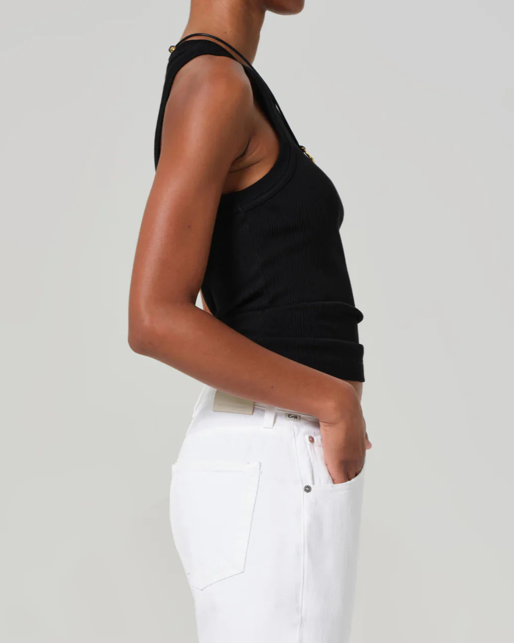 Isabel Rib Tank | Black - Image 3