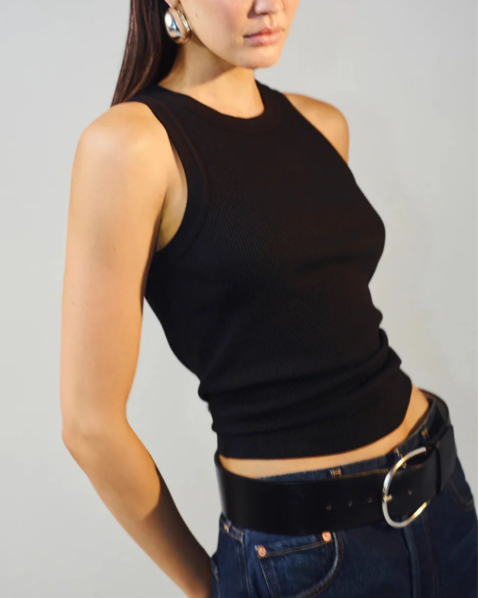 Isabel Rib Tank | Black - Image 5