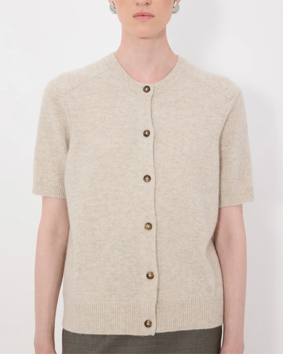 Jodi Short-Sleeve Cardigan | Beige - Image 4