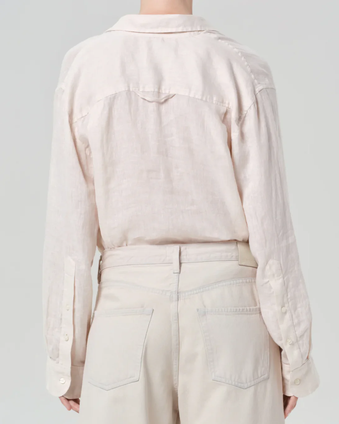 Kayla Shrunken Linen Shirt | Pale Stone - Image 2