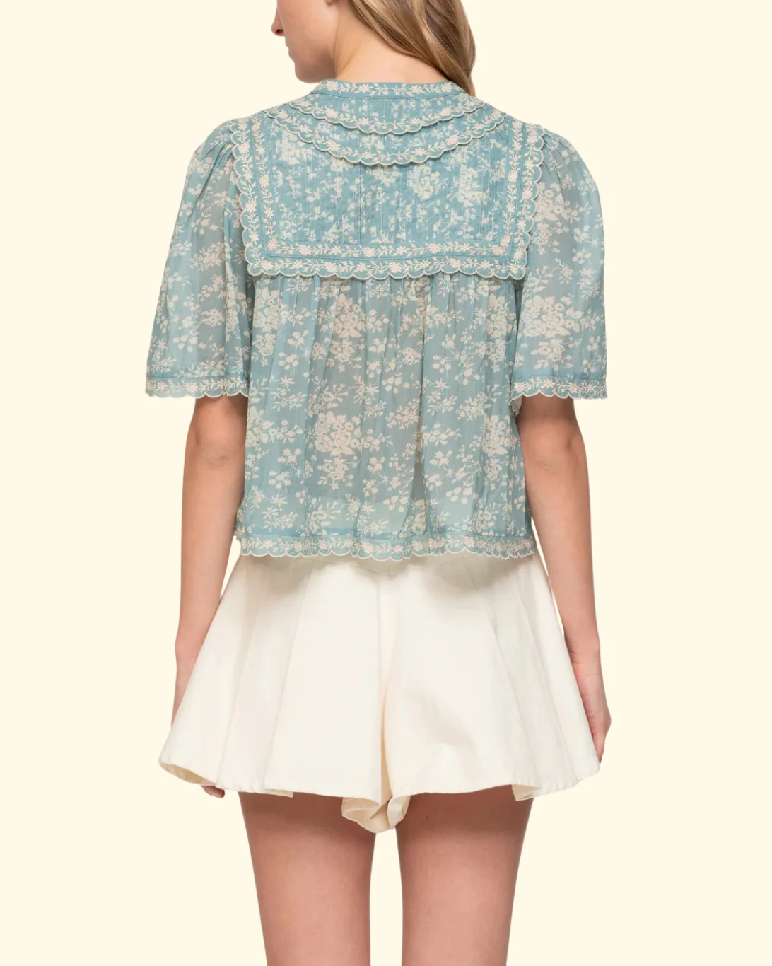 Kirsten Print S/Sleeve Top | Sky - Image 2