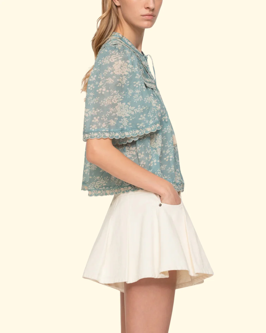 Kirsten Print S/Sleeve Top | Sky - Image 3