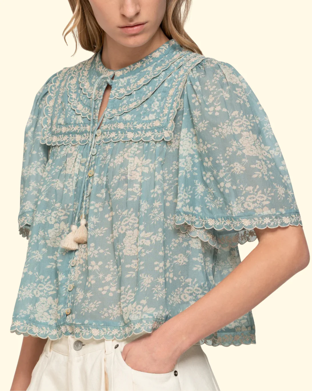 Kirsten Print S/Sleeve Top | Sky - Image 4